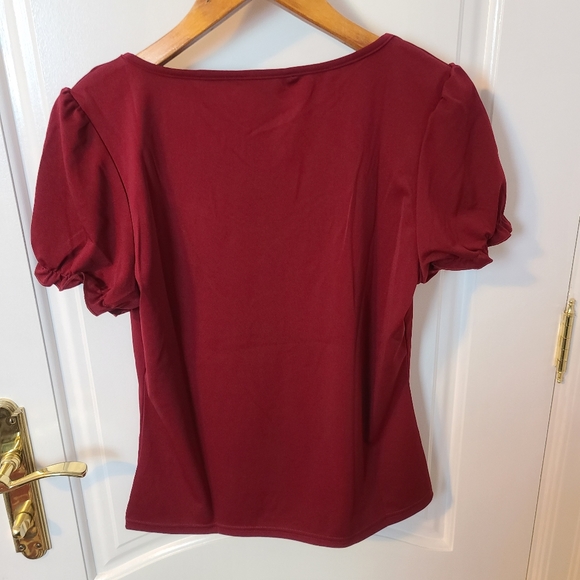 SHEIN Red Short Sleeve Blouse with Sweetheart Neckline Size XL - Picture 6 of 8